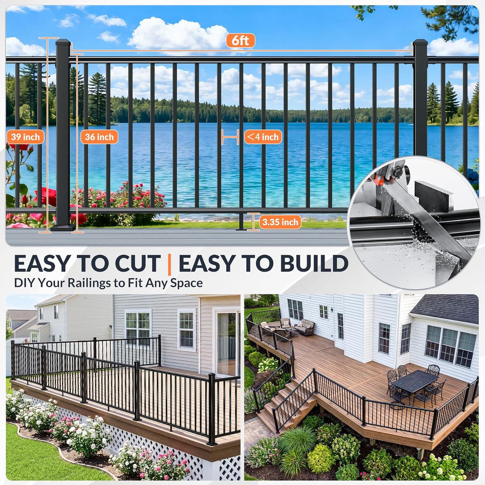 Egadis 1 Pack 36 in x 6 ft Modular Aluminum Porch and Deck Railing Kit