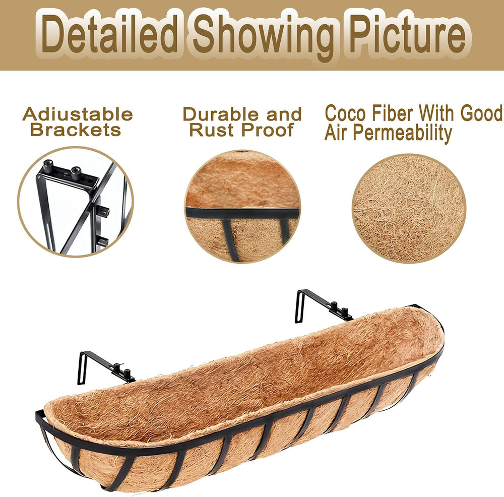 2pack 24-inch Window Sill Window Railing Planters with Cocoa Liner for Outdoo...