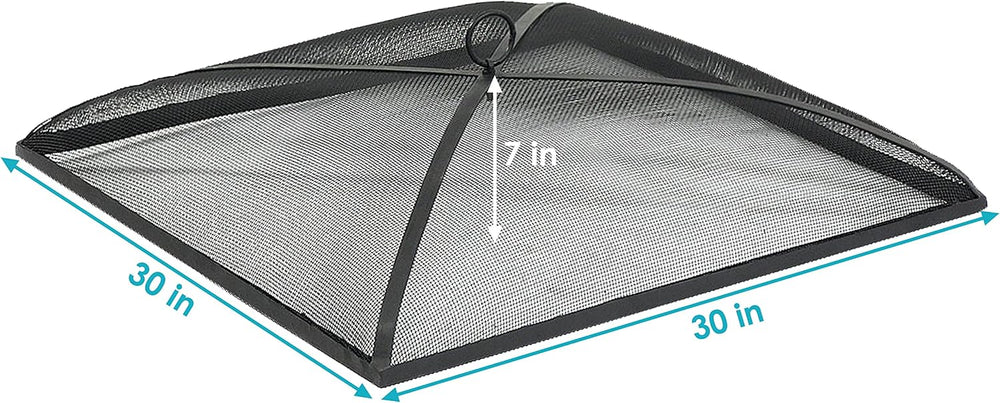 Sunnydaze Heavy Duty Square Fire Pit Screen Cover, Assembly-Free, 30"