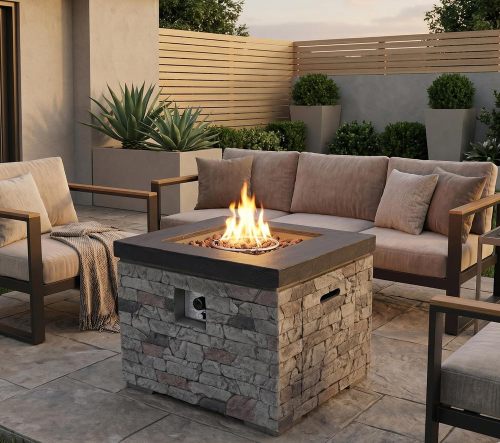 32" Propane Fire Pit Table, 40,000 BTU, Hidden Tank Storage, Burner Lid