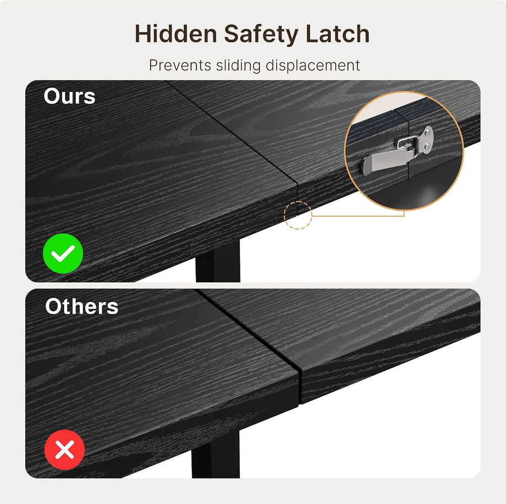 63“ Extendable Dining Table Set with 180° Smart-Flip Pivot, Black