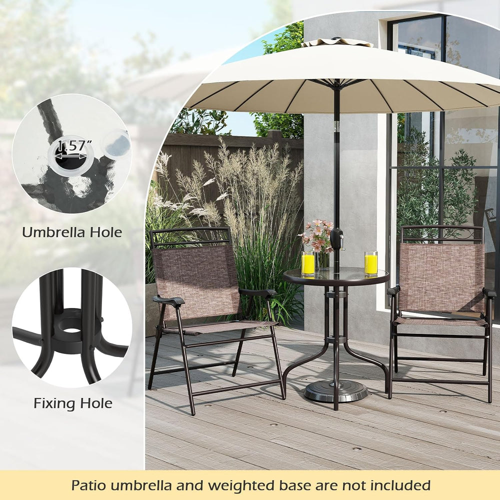 Goplus Bistro Table and Chairs Set of 2, Outdoor 3 Piece Patio Bistro Set wit...