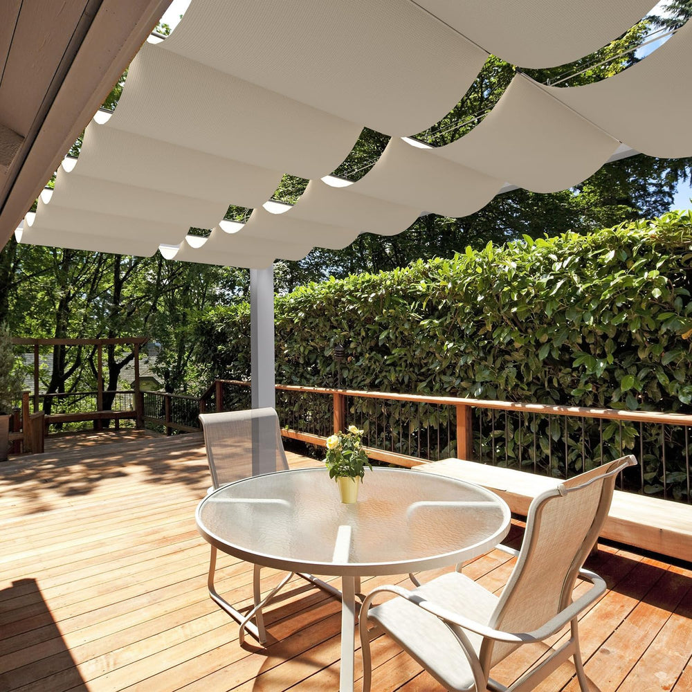 E&K 4'Wx16'L Waterproof Pergola Shade Cover Retractable Canopy Ou...