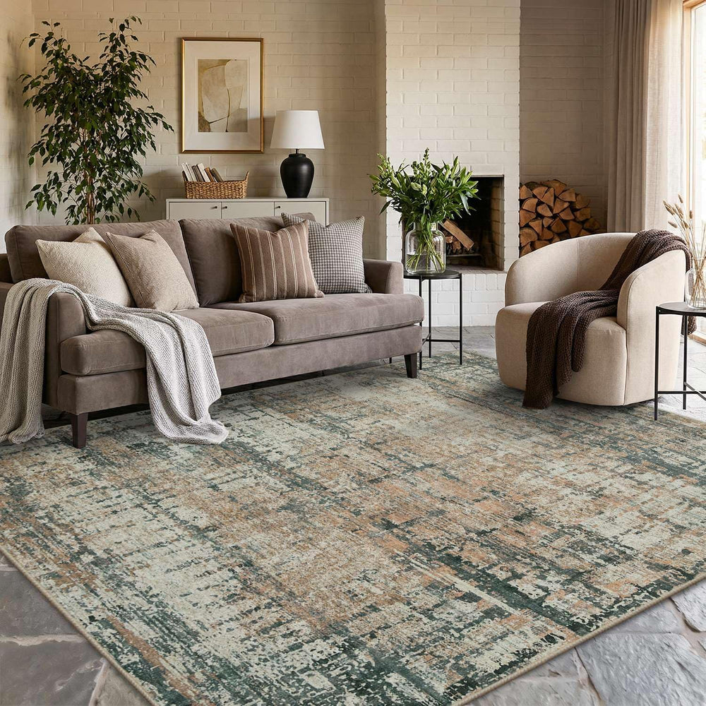 Rugxara 6x9 Green Rug,Modern Moss Abstrac Washable Rug for Living Room