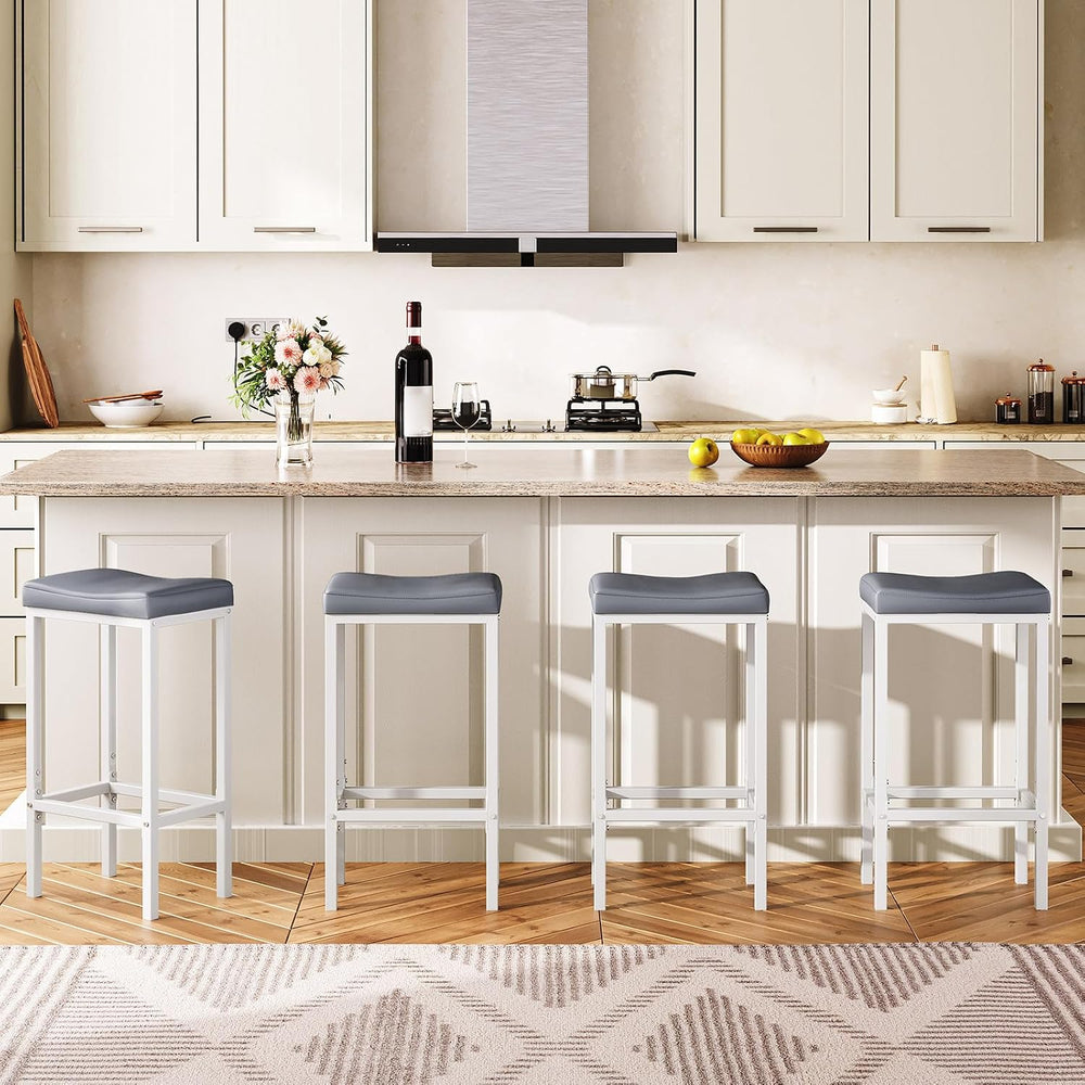 HOOBRO Bar Stools, Set of 2 Counter Height Saddle Chairs, 24.8 Inches, 2.4&qu...