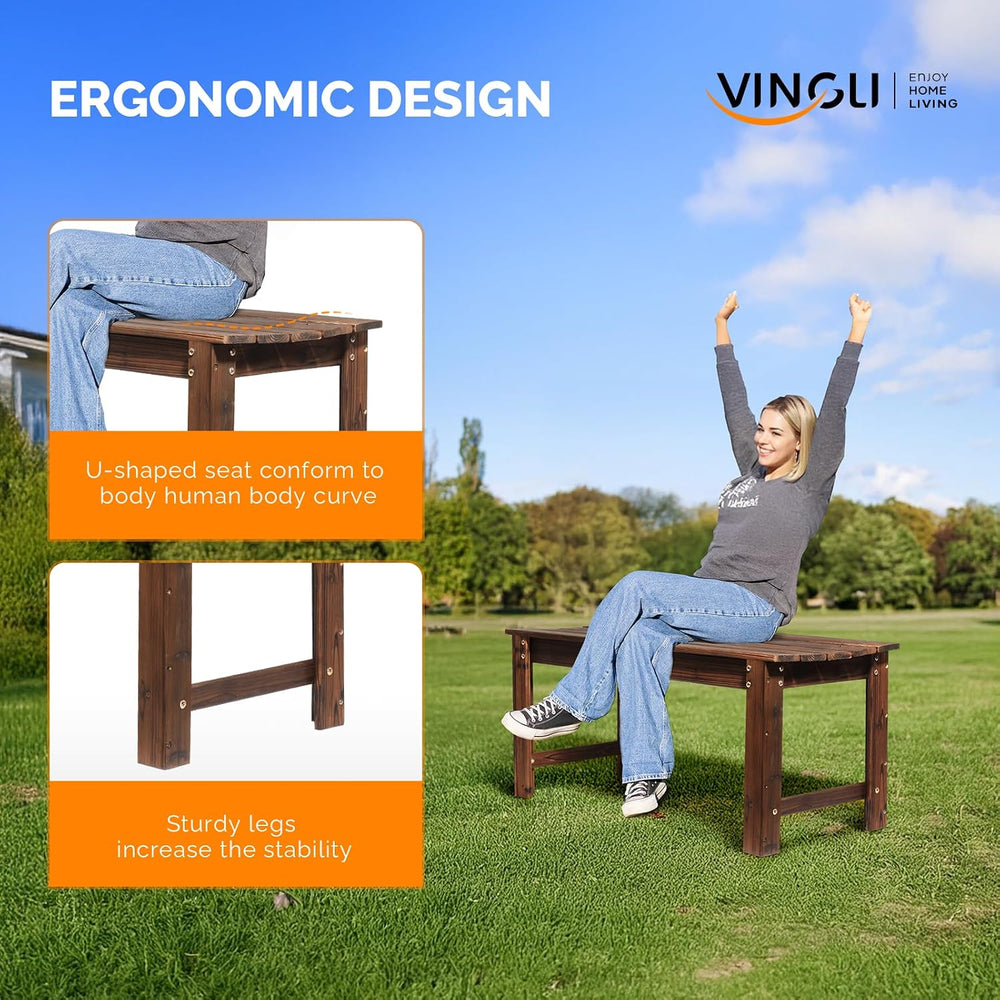 VINGLI Outdoor Wood Bench, 40" Outdoor Bench Patio Wooden Bench Garden B...
