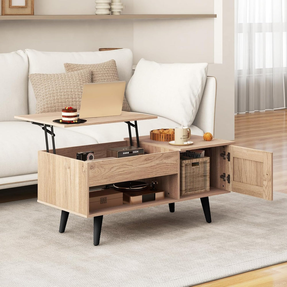 Tangkula Lift Top Coffee Table with Storage, Living Room Table with Hidden Co...