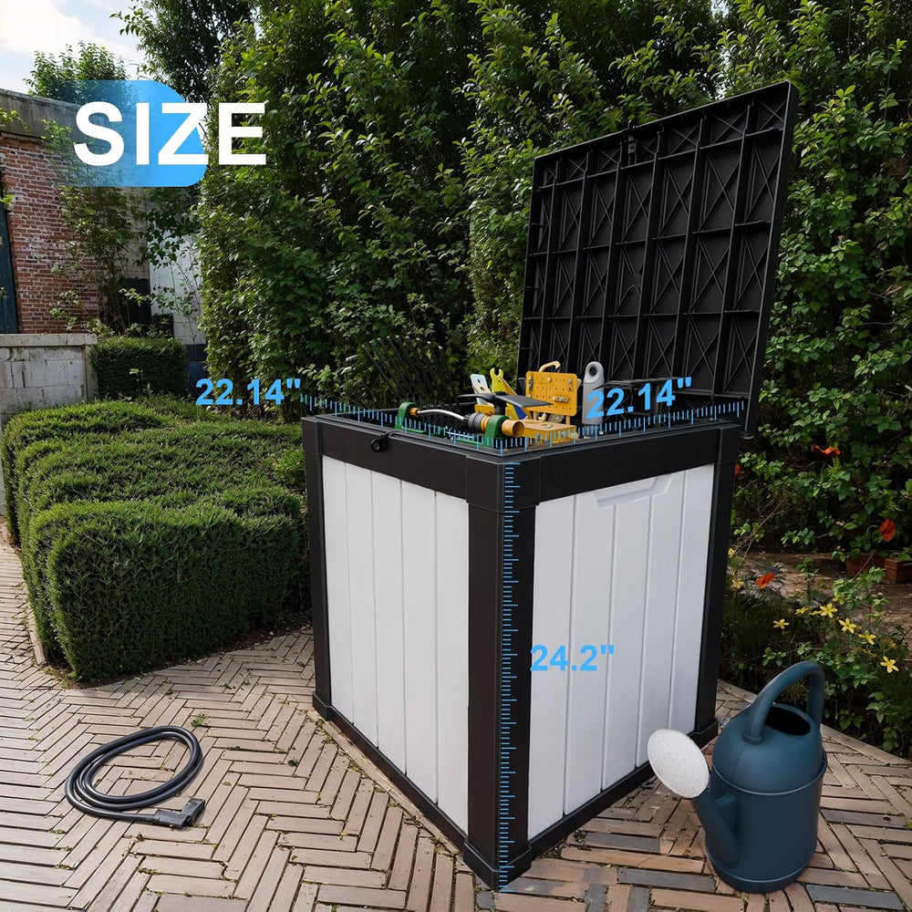 PatioZen 50 Gallon Resin Deck Box, Lockable Outdoor Storage Box for Patio Cus...