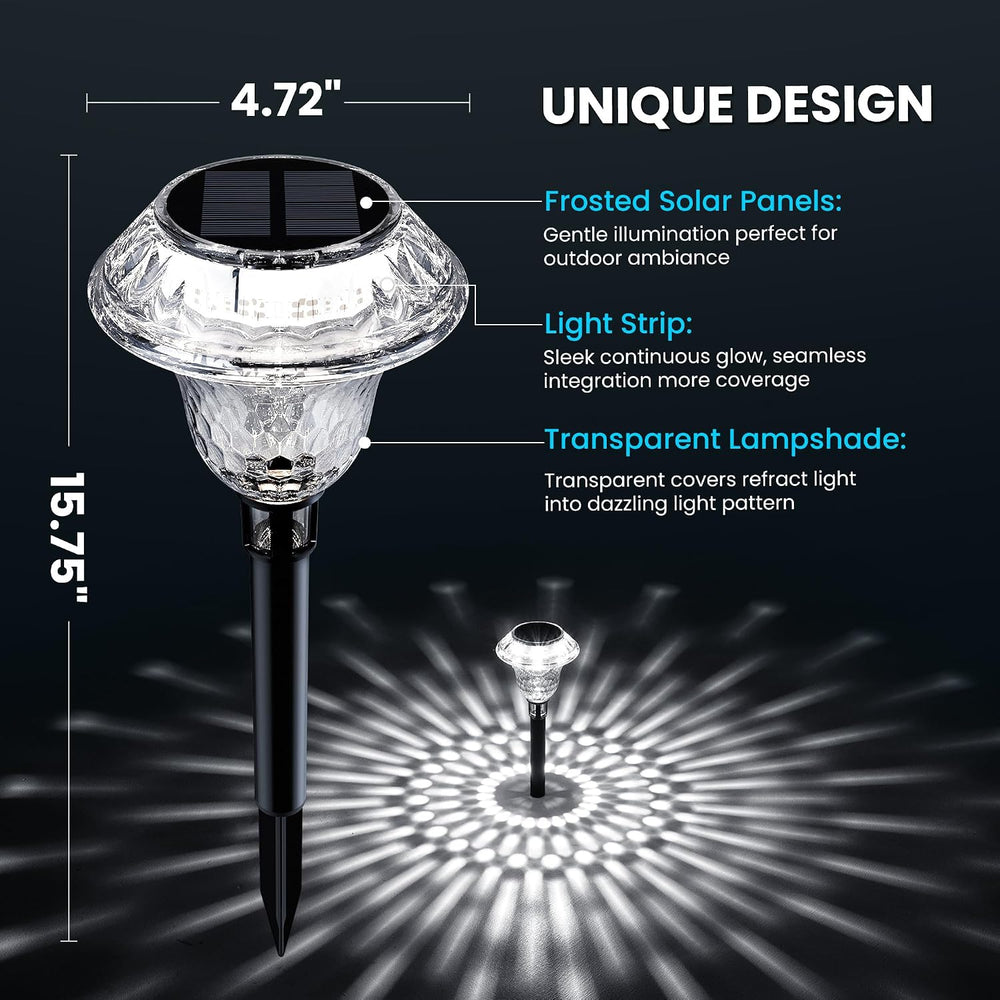 Solar Pathway Lights, Acrylic Garden Lights Outdoor Decor 6 Pack