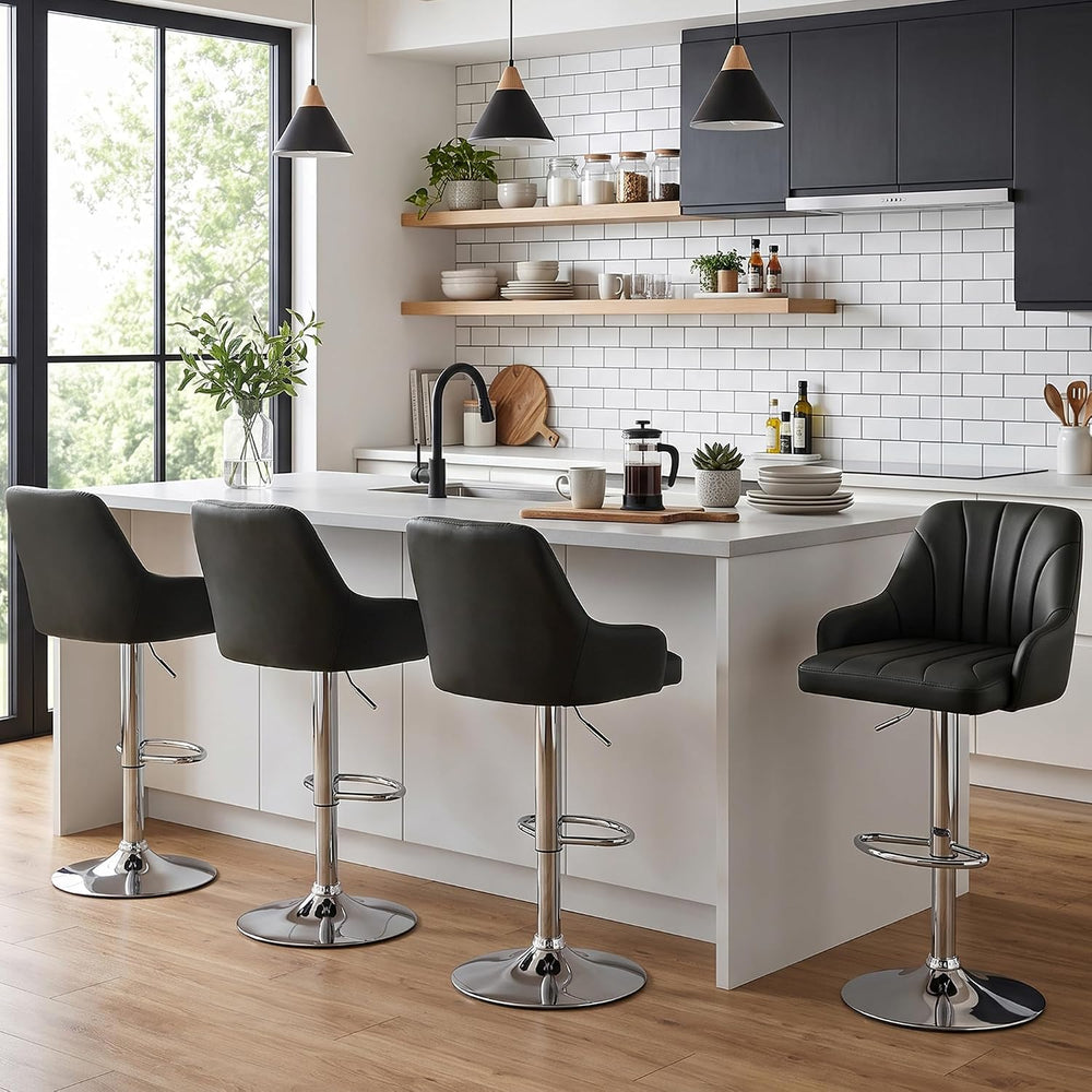 VECELO Bar Stools Set of 2, Adjustable Barstools, Counter Height Stools with ...
