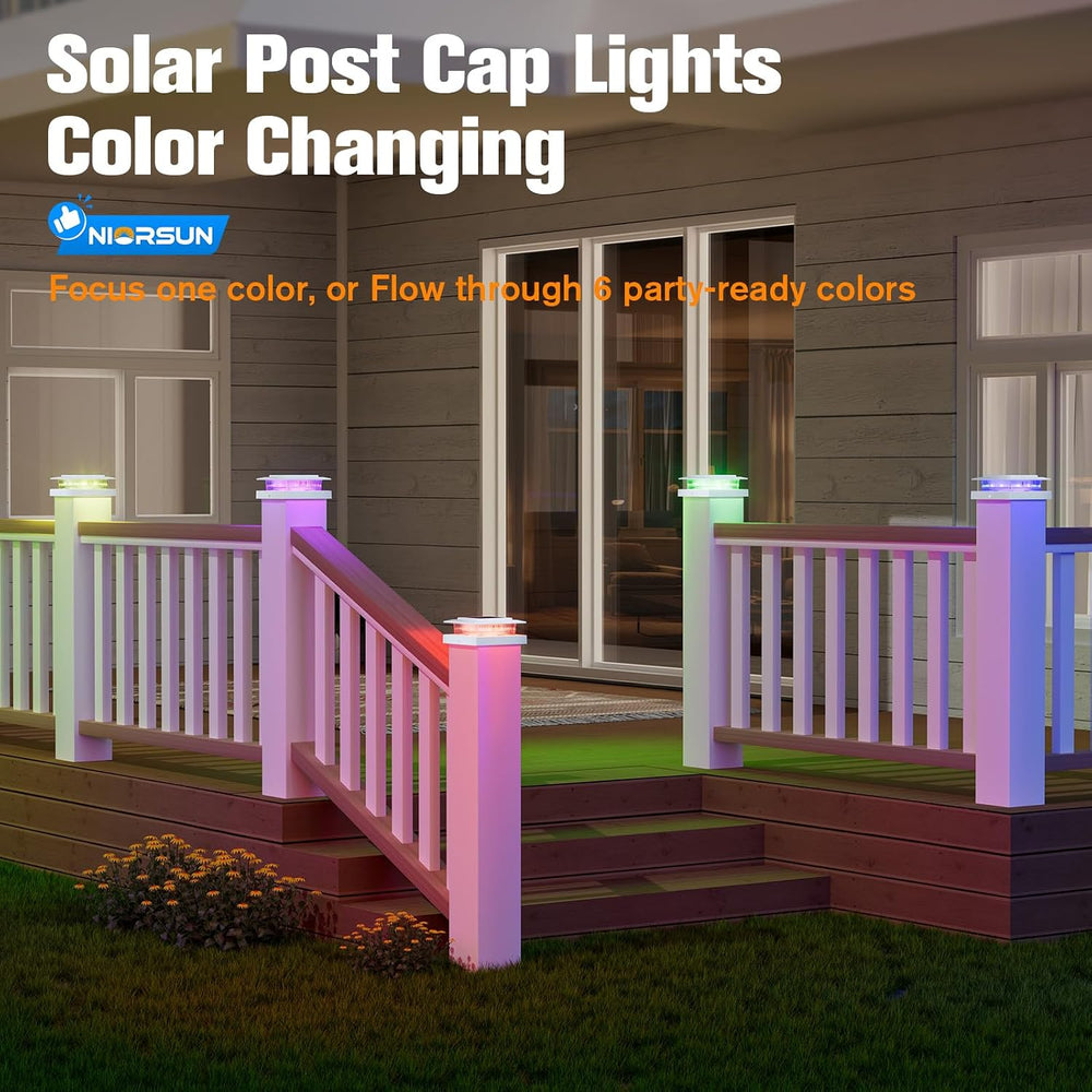 NIORSUN 4x4 Post Solar Lights Color Changing,Solar Post Light,12 Pack White