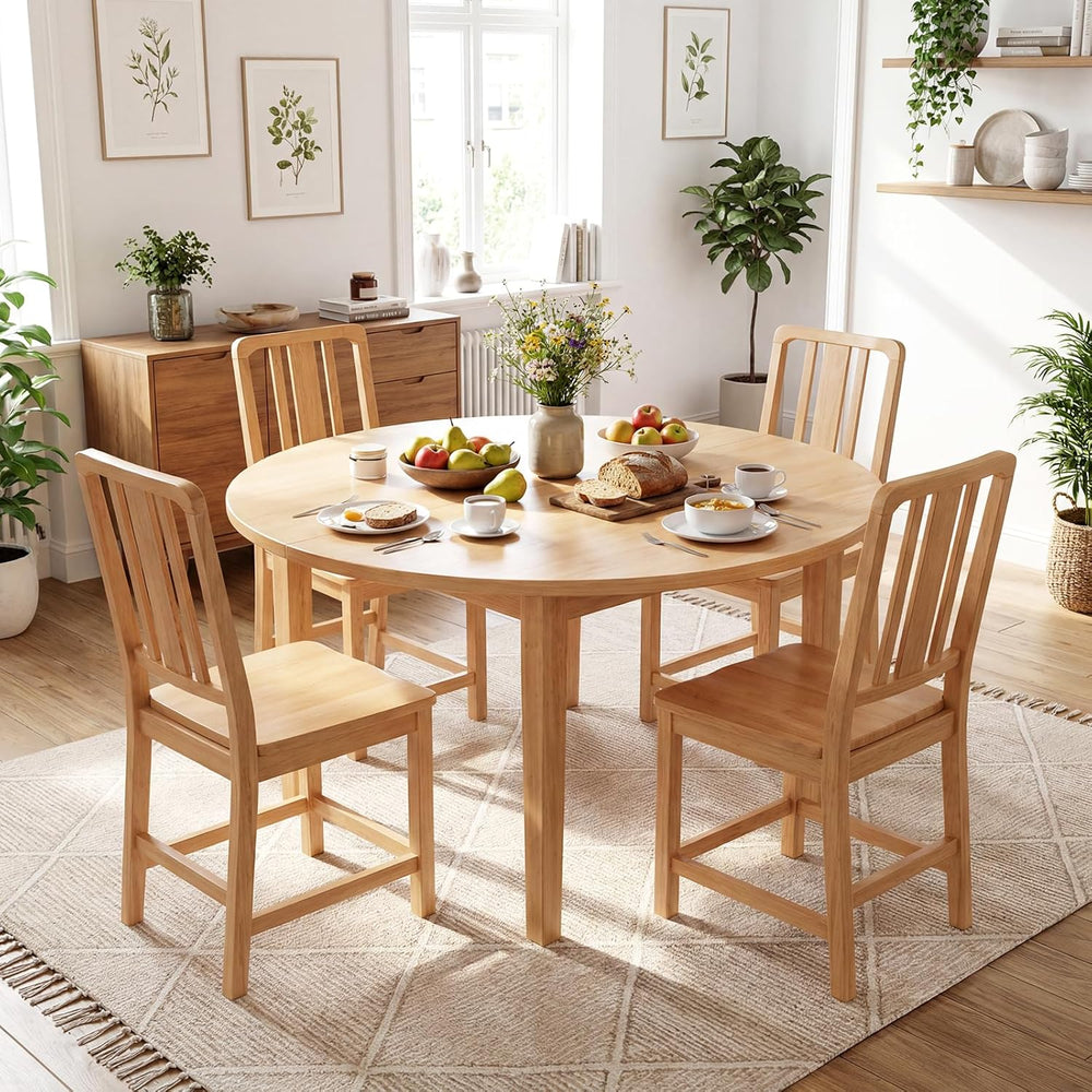 GIANTEX Wood Dining Chairs Set of 2, Natural Wooden Style,Hollowed Backrest