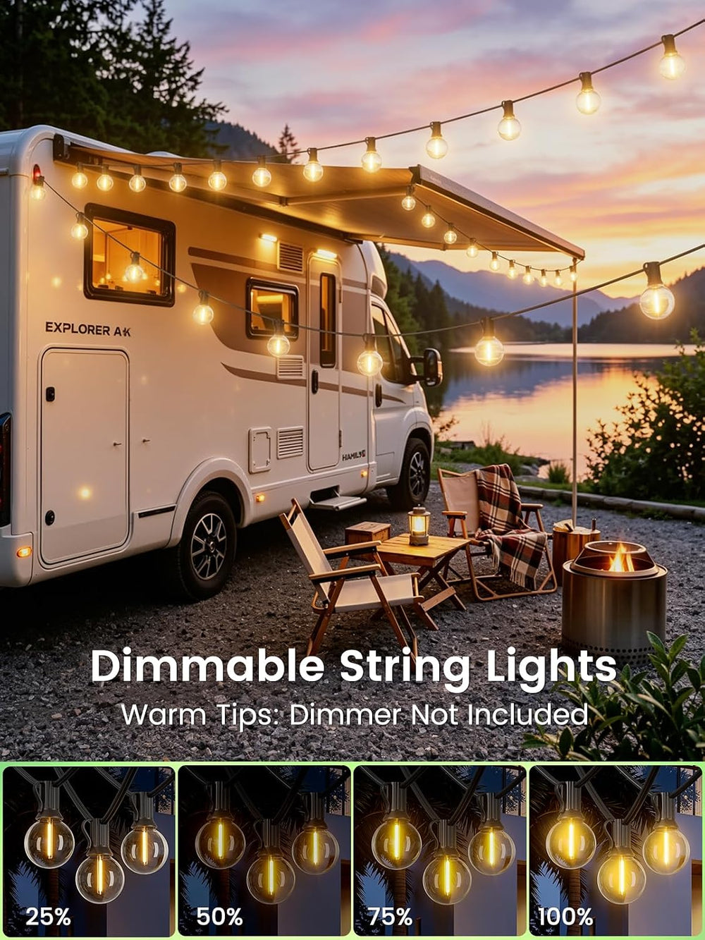 LACHON Outdoor String Lights Waterproof 300 FT with 150 G40 IP65 Bulbs