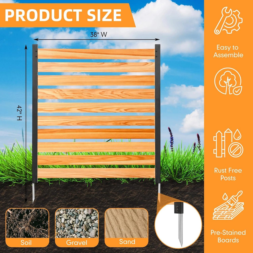 Novabright 42" H x 38" W Outdoor Privacy Fence with Ground Stakes
