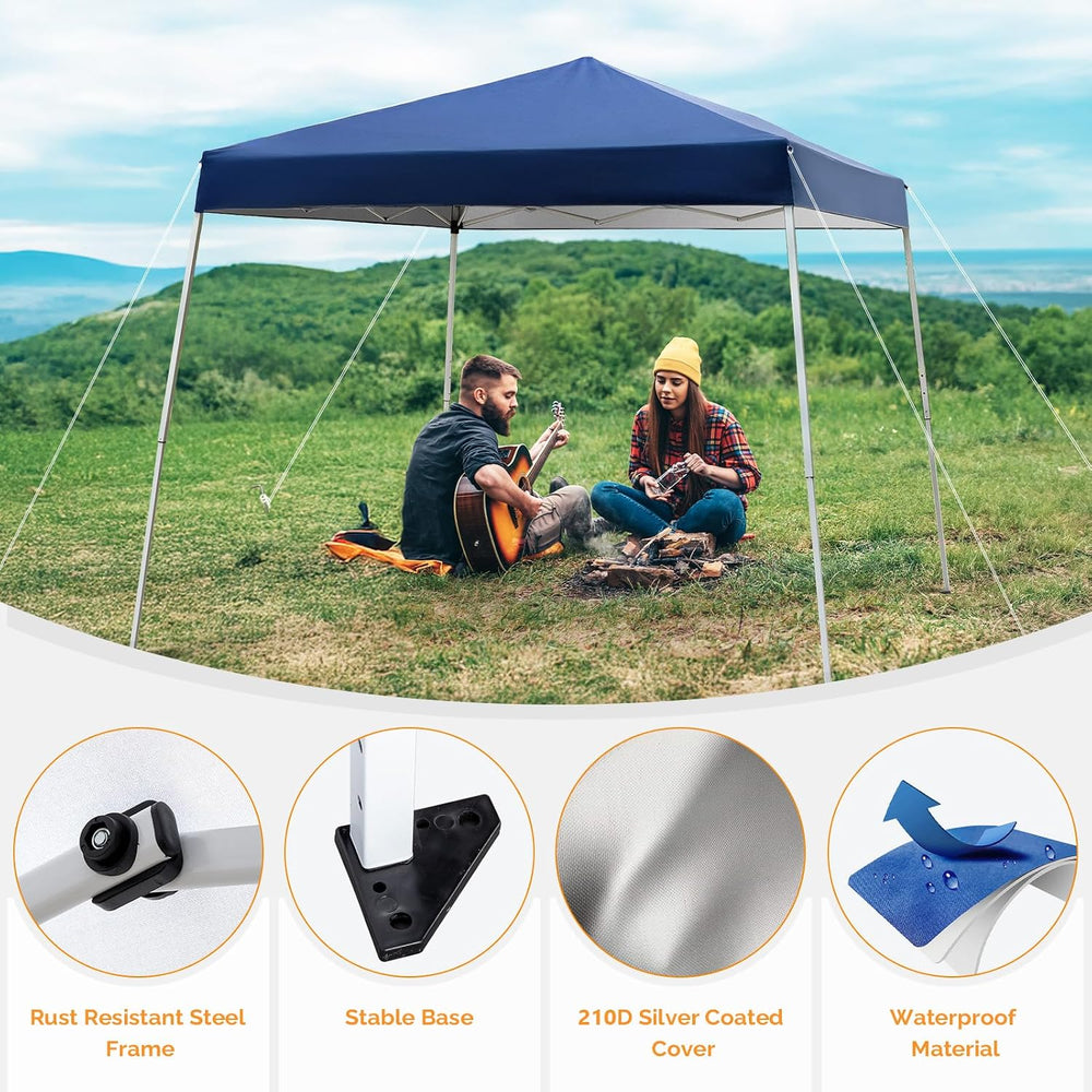 VINGLI 8x8 ft Pop Up Canopy Tent, Outdoor Foldable Portable Canopy for Campin...