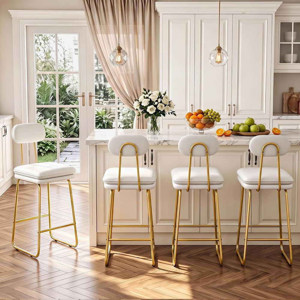VECELO Bar Stools Set of 4, Counter Height Barstools with Removable Backrest,...