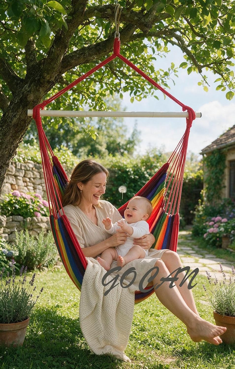 GOCAN Large Hammock Swing Chair, 39.4 x 53.1in with Metal Spread(red)