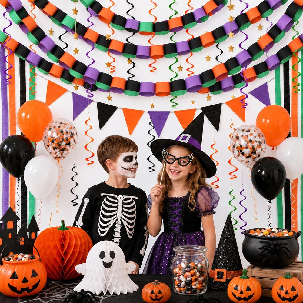 345pcs Halloween Paper Chain Strips Garland Set Birthday Party Decoration