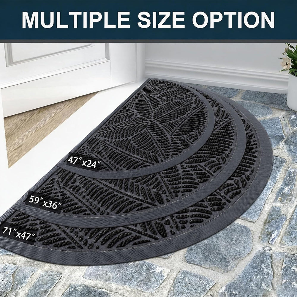 Colorxy Half Circle Waterproof Door Mat, Sturdy Rubber Doormat, 35x23
