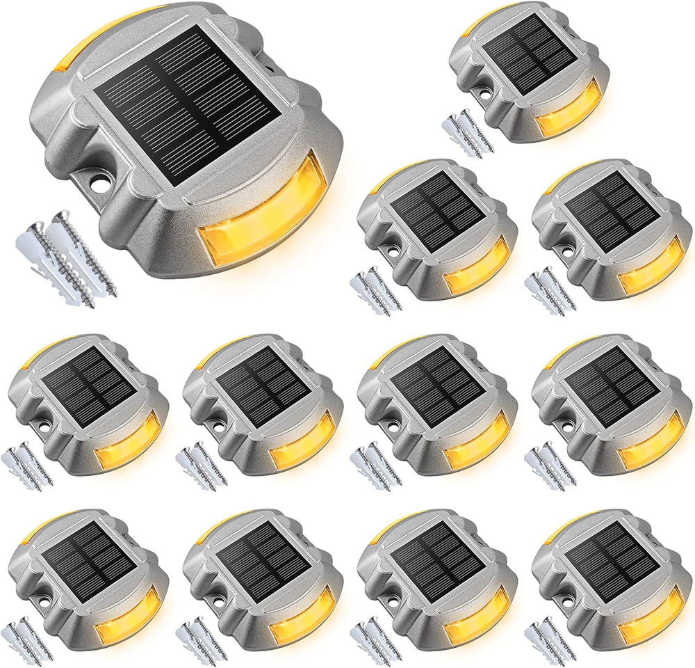 VOLISUN Solar Deck Driveway Dock Lights,Solar Pathway Lights,Warm 12 Pack