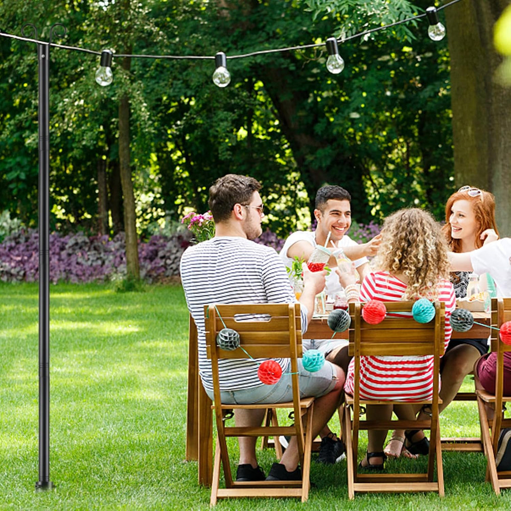COCONUT String Light Poles for Outsides, 2 PCS 10 FT Heavy Duty Metal Poles f...