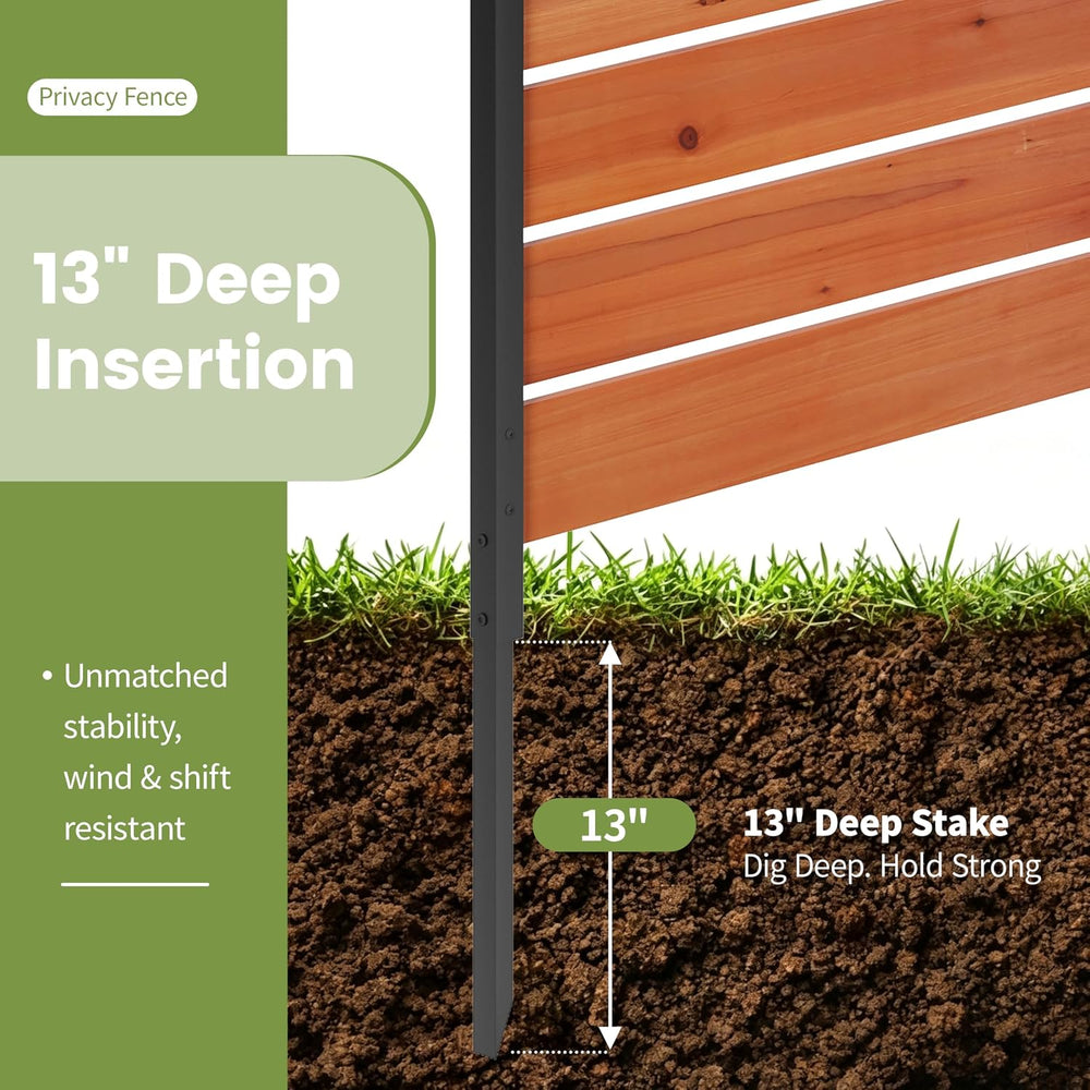 Wood Privacy Screen No Dig Outdoor Garden Fence (Reddish Brown, 61 * 37.8 in)