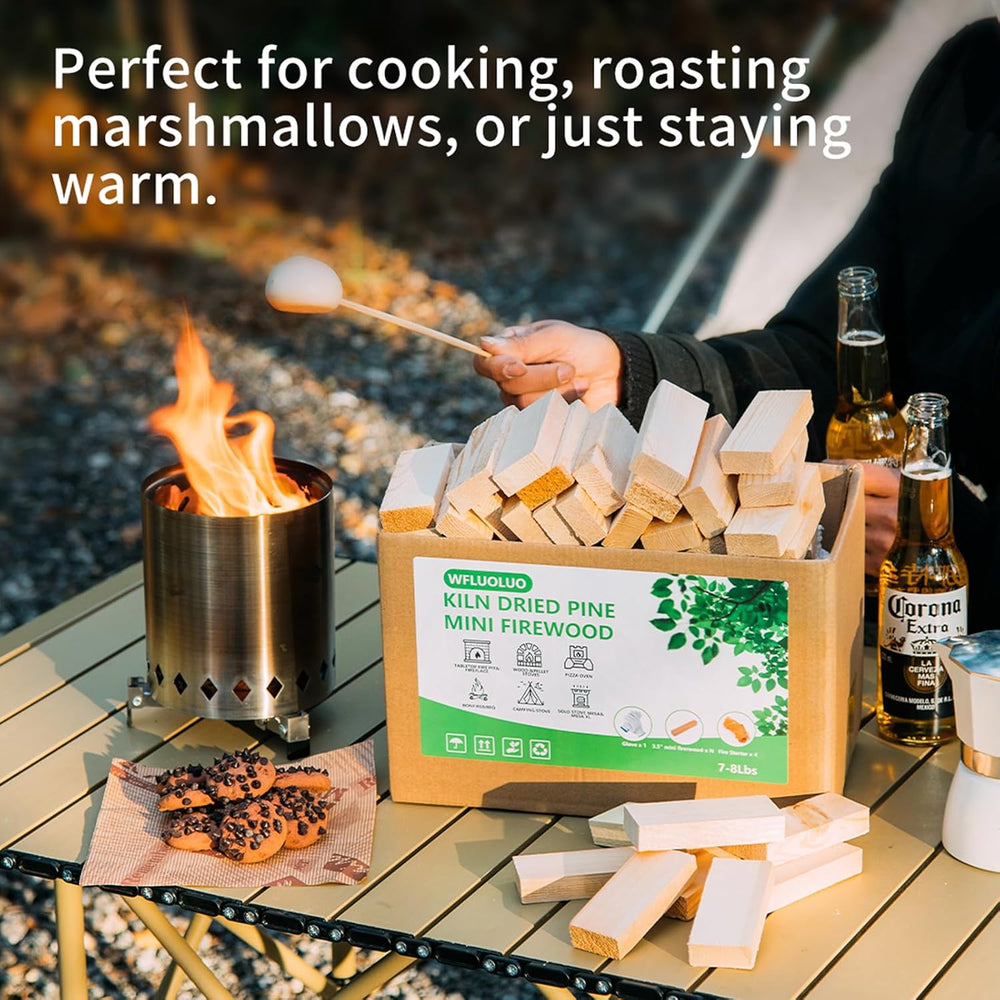 Mini Firewood with 4pcs Fire Starters&Gloves 3.5'' Lengths Pine K...