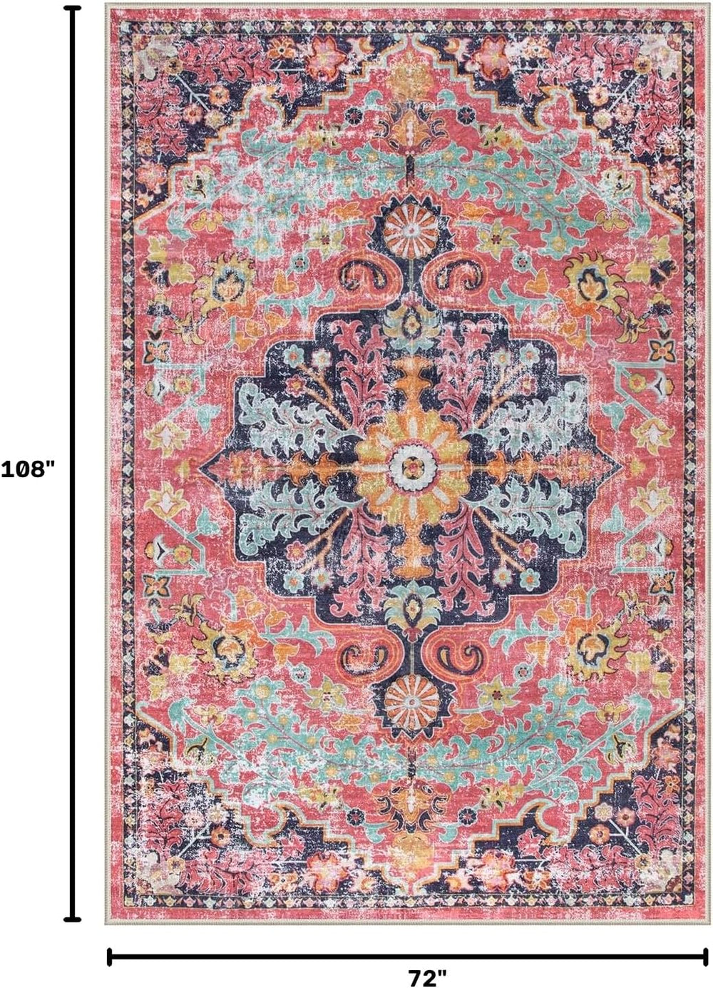 Lahome Reine 6x9 Area Rugs Machine Washable Area Rugs for Living Room, Non Sl...
