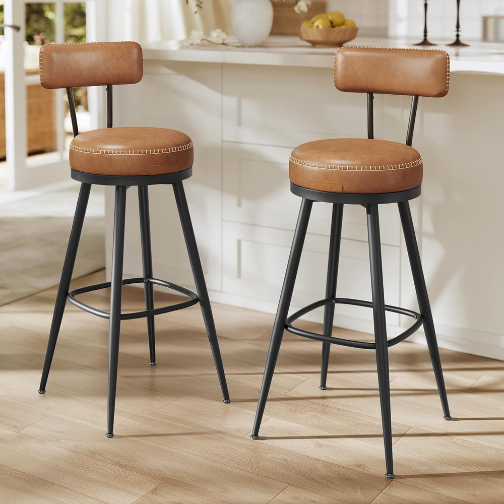 VASAGLE Bar Stools Set of 2, Swivel Bar Height with Back, 30-Inch