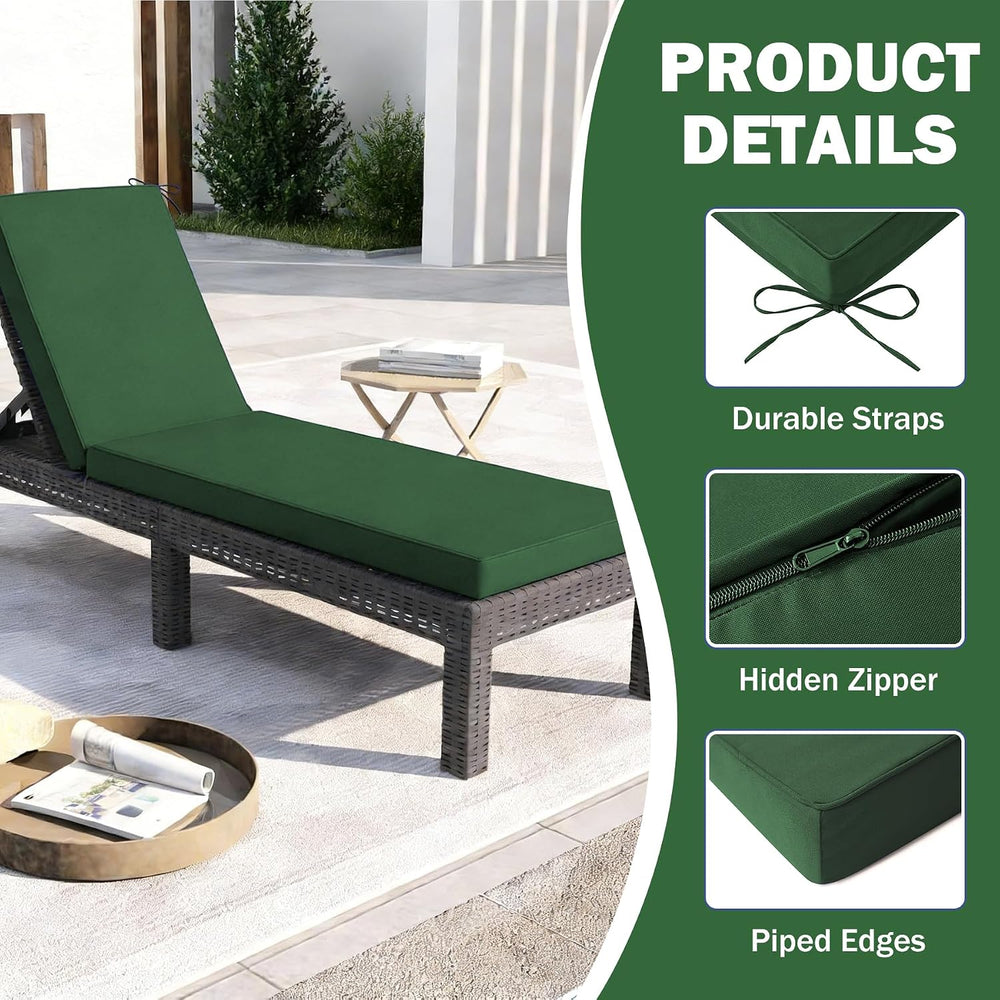 Chaise Lounge Cushions Outdoor, 72x 21x 3 Inch Waterproof & Fade-Resistan...