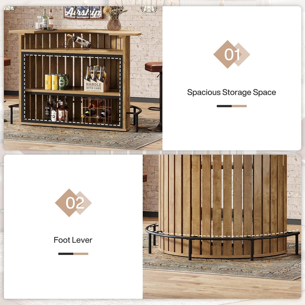 Tribesigns 4-Tier Bar Table, 47.24" Mini Home Bar Table with Footrest, A...