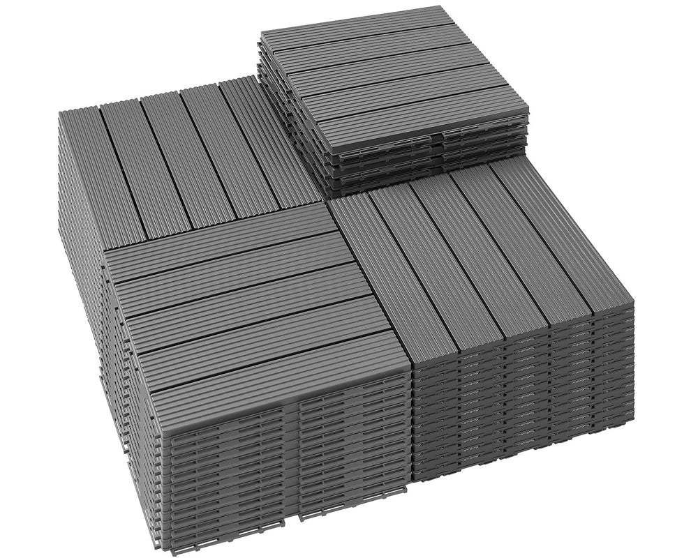 PrimeZone 54 PCS Plastic Interlocking Patio Deck Tiles Outdoor All Weather