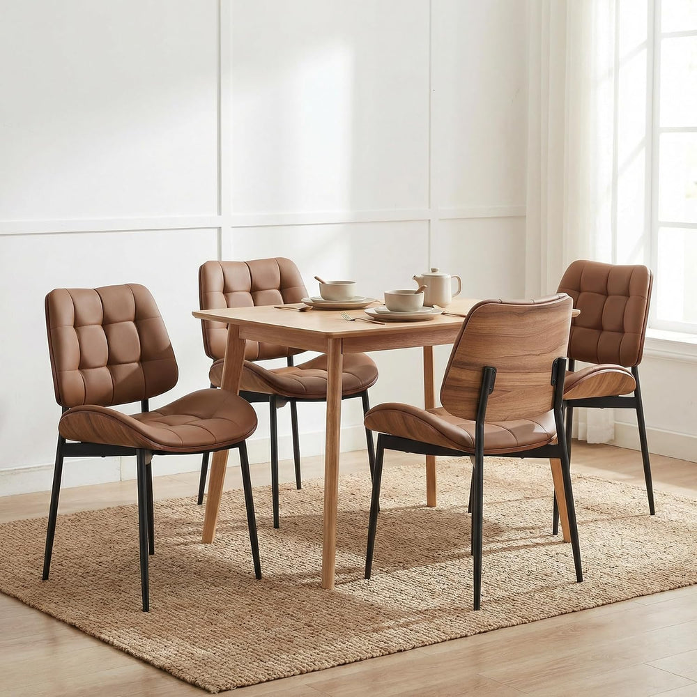 Mid Century Modern Dining Chairs Set of 6, Brown