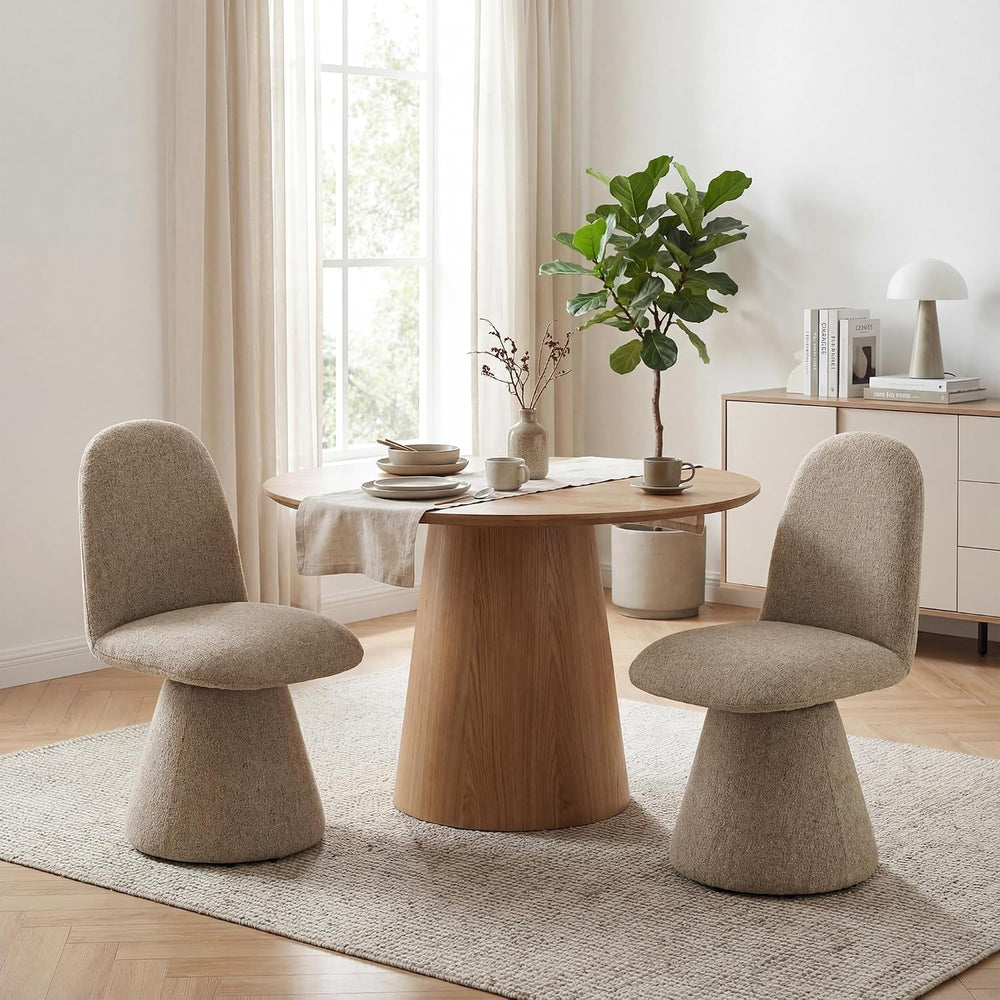DUOMAY 360° Swivel Dining Chairs Set of 4, Mid Century Modern High Back Linen...