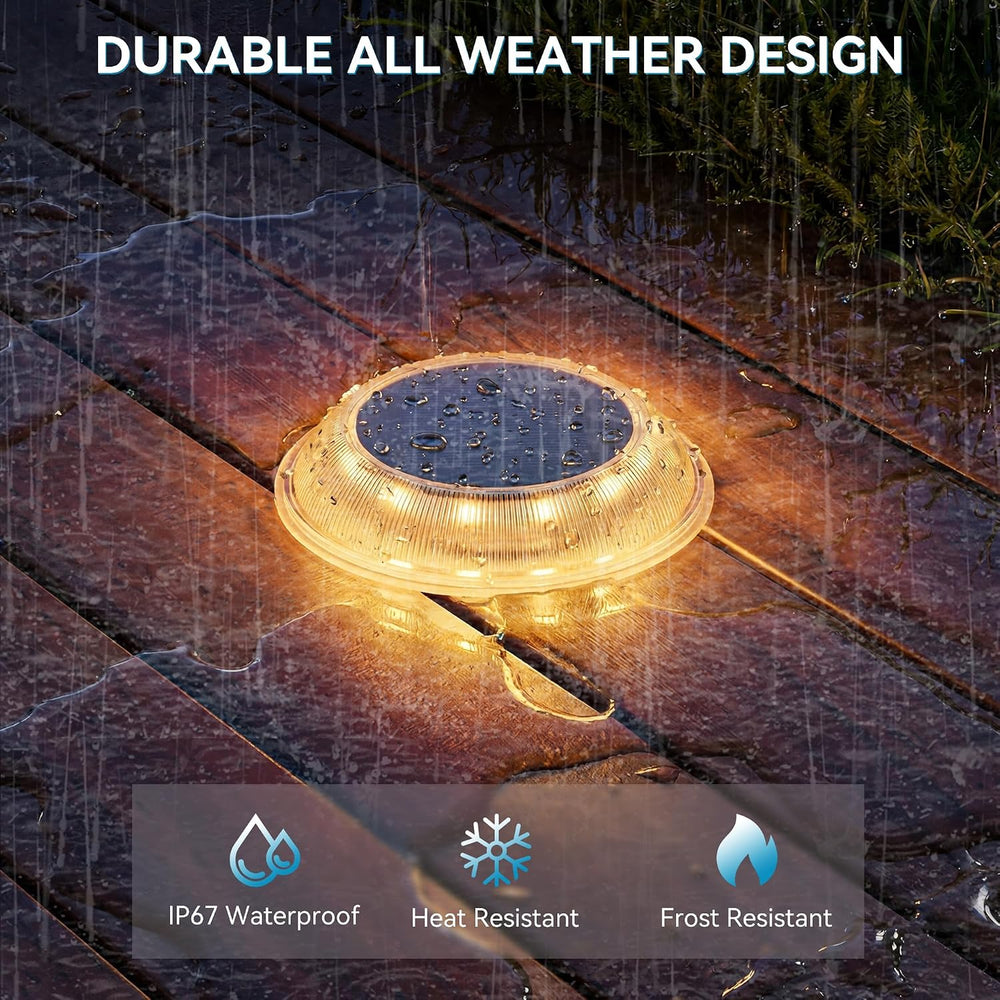 T-SUN Solar Dock Lights Driveway Deck Lights, 3 Color Modes, 6 Packs