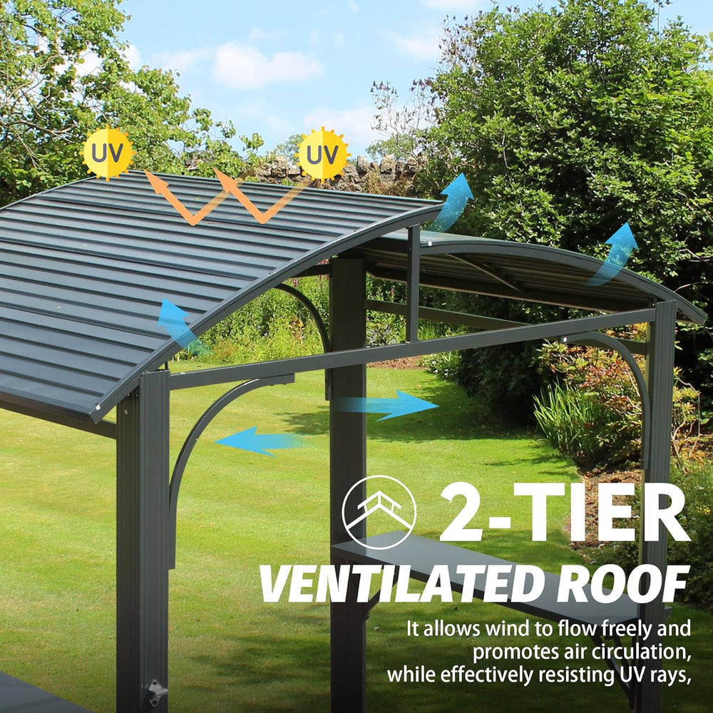 Domi Hardtop Grill Gazebo 8x5FT, Grill Canopy for Outdoor Grill w/Double Galv...