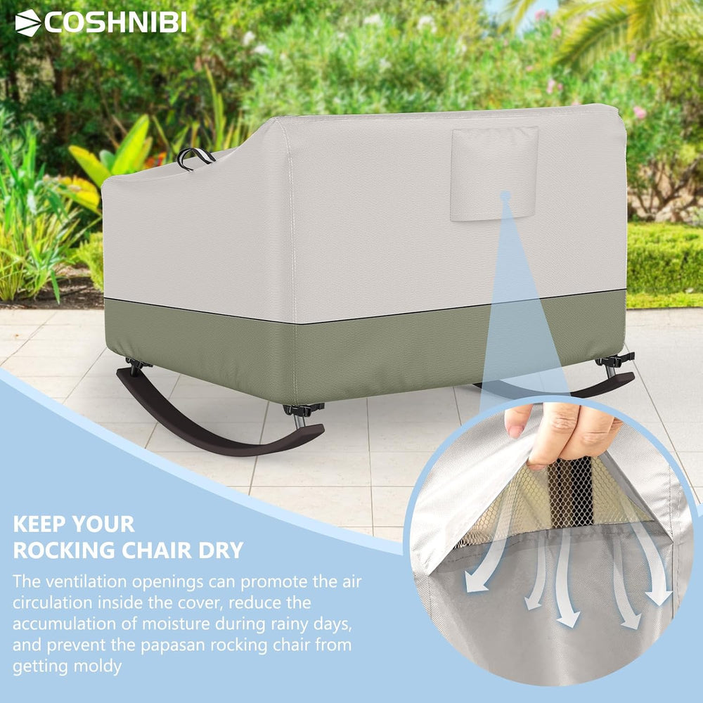 COSHNIBI Outdoor Papasan Rocking Chair Cover,Heavy Duty Waterproof Rocker Cov...