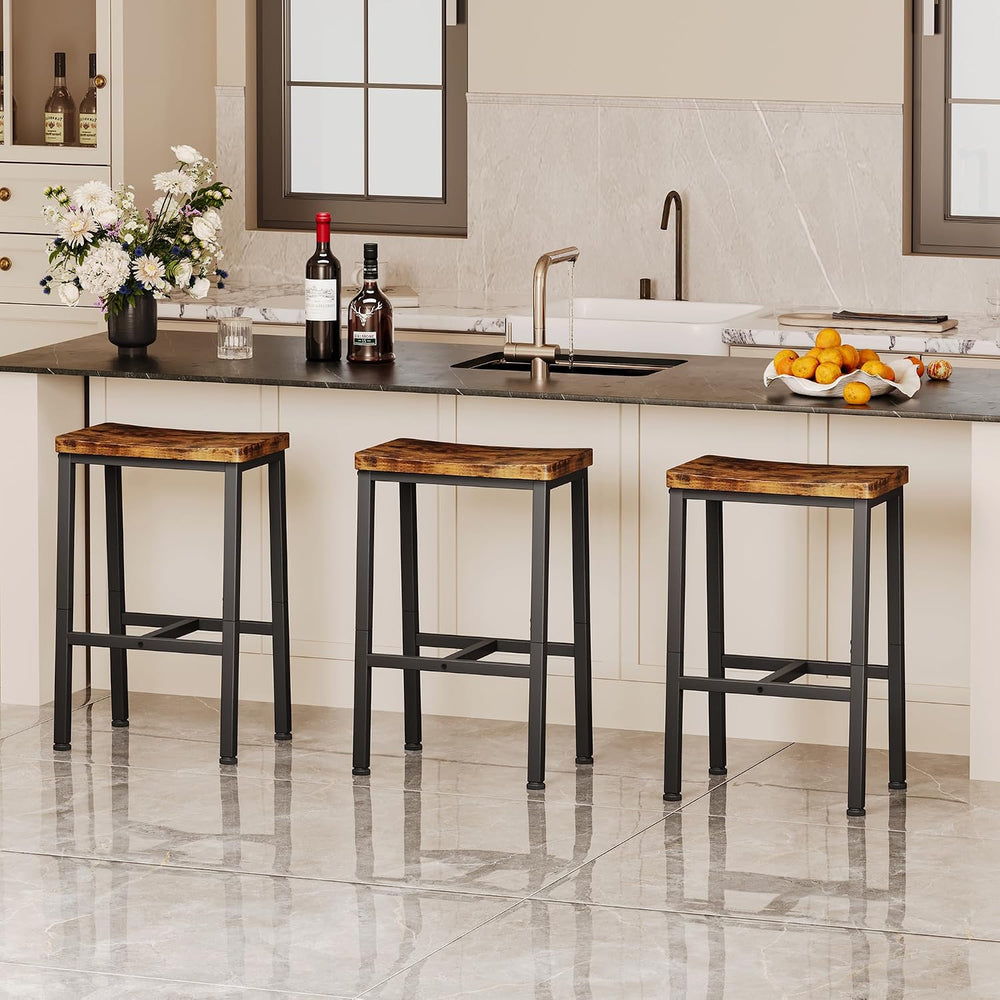 Homeiju Bar Stools, Counter Height Bar Stools Set of 2, 23.6 Inch Saddle Stoo...