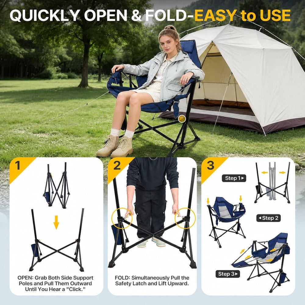 ZENPETIO Hammock Camping Chair with Footrest, 2PK Oversized Recliner Chairs