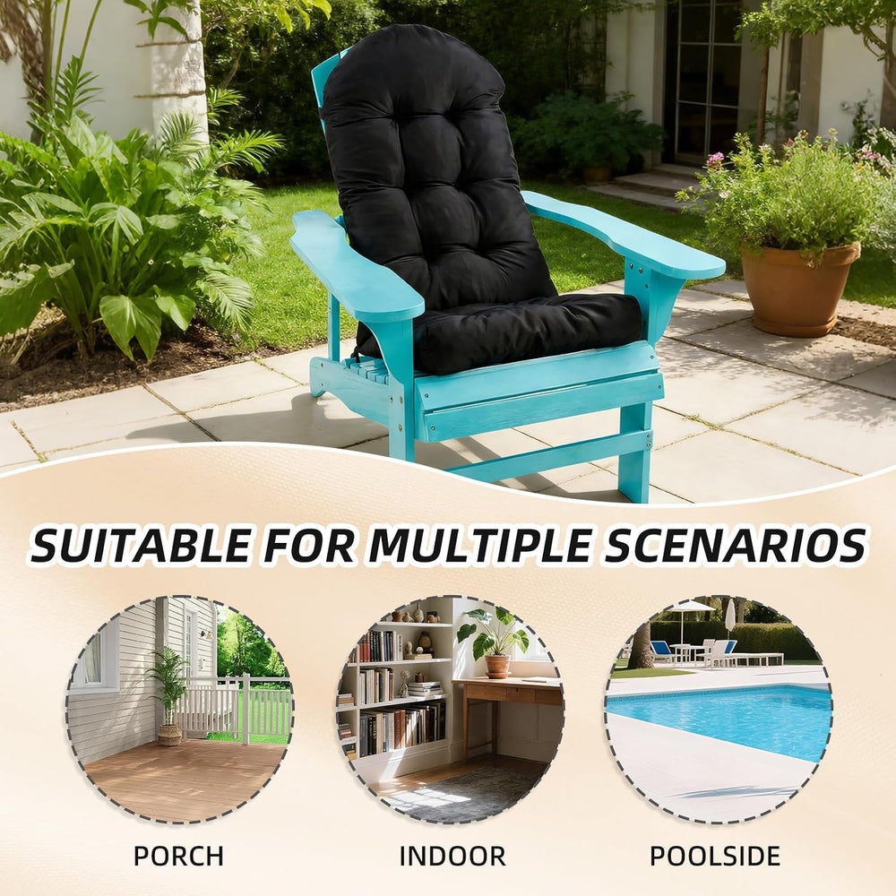 Outdoor Adirondack Chair Cushions Set of 2, Non-Slip Waterproof High Back Tuf...