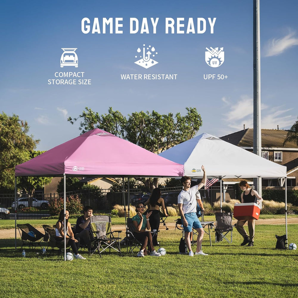 CROWN SHADES 10x10 Pop Up Canopy Tent with One Push Setup, Pink