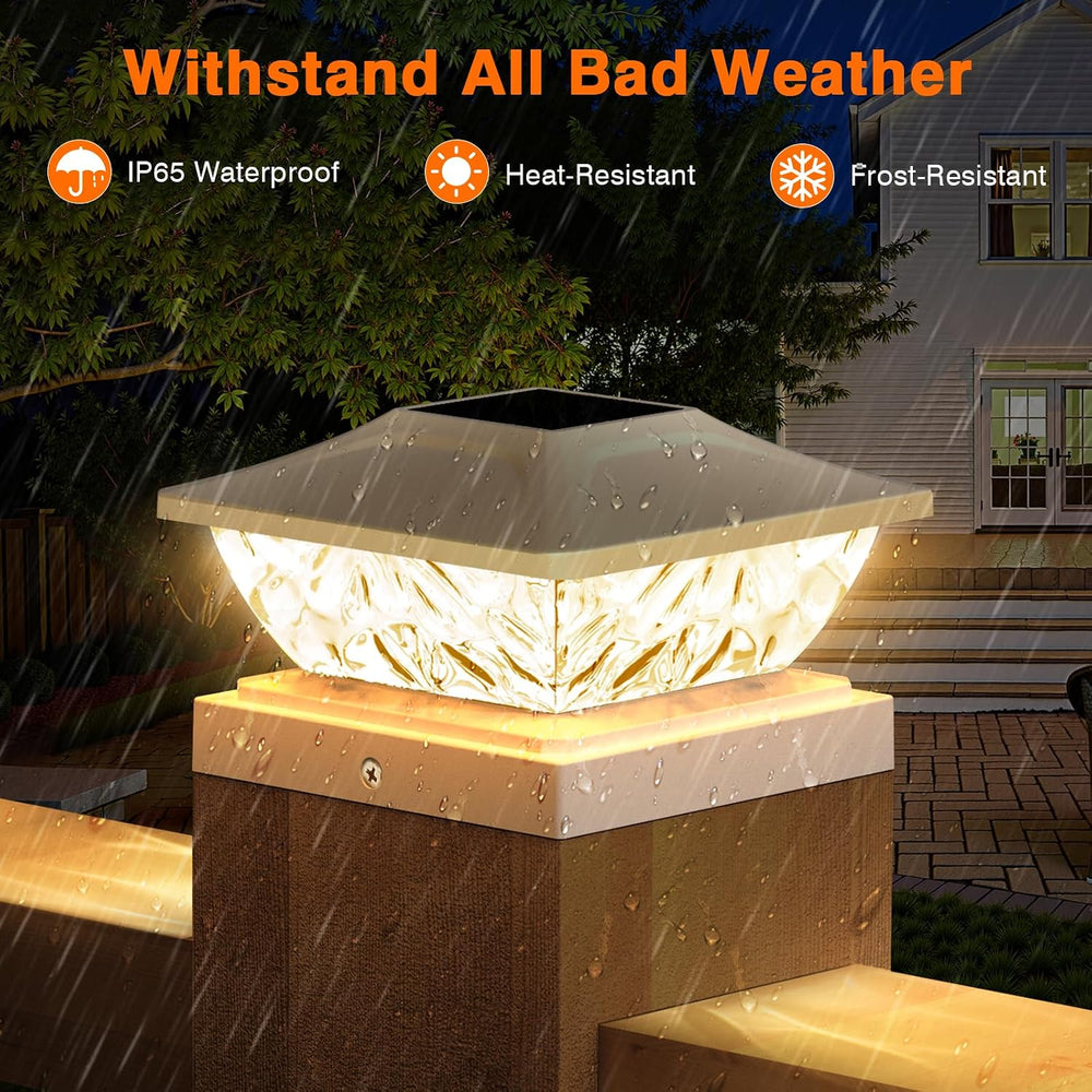 Solar Post Cap Lights Outdoor 6 Pack, 2 Modes Bright Fence Post Solar Lights ...