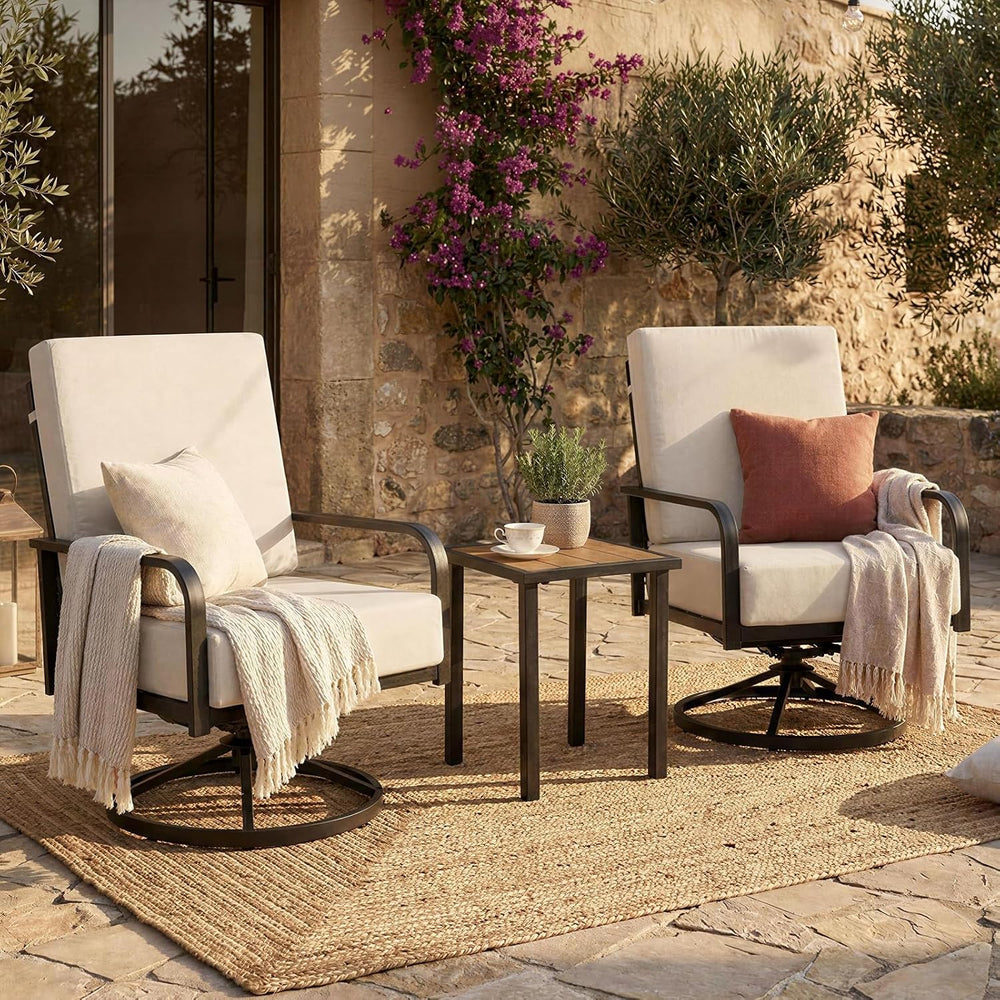 Furnimart 360° Swivel Rocker Patio Chairs Set of 2 with Coffee Table, 3-Piece...