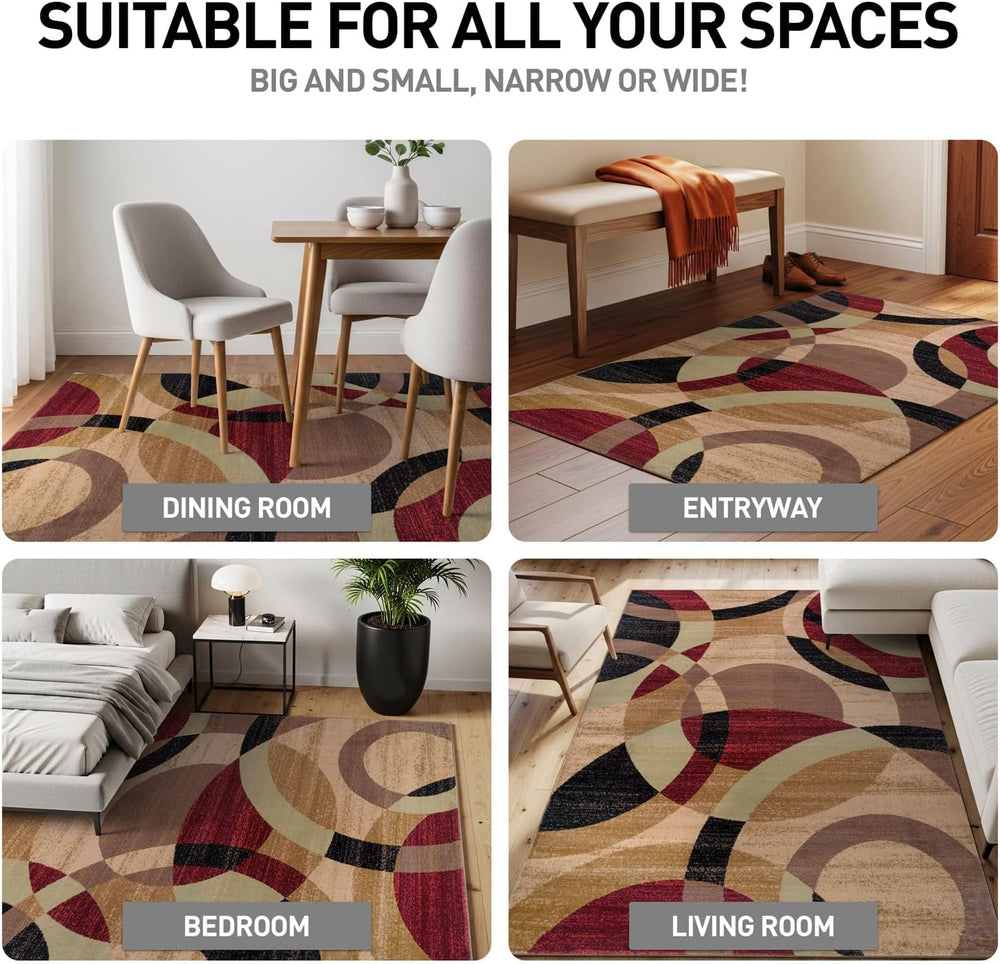 Rugshop Abstract Circles Contemporary High Traffic Area Rug Multi 9' x 12...
