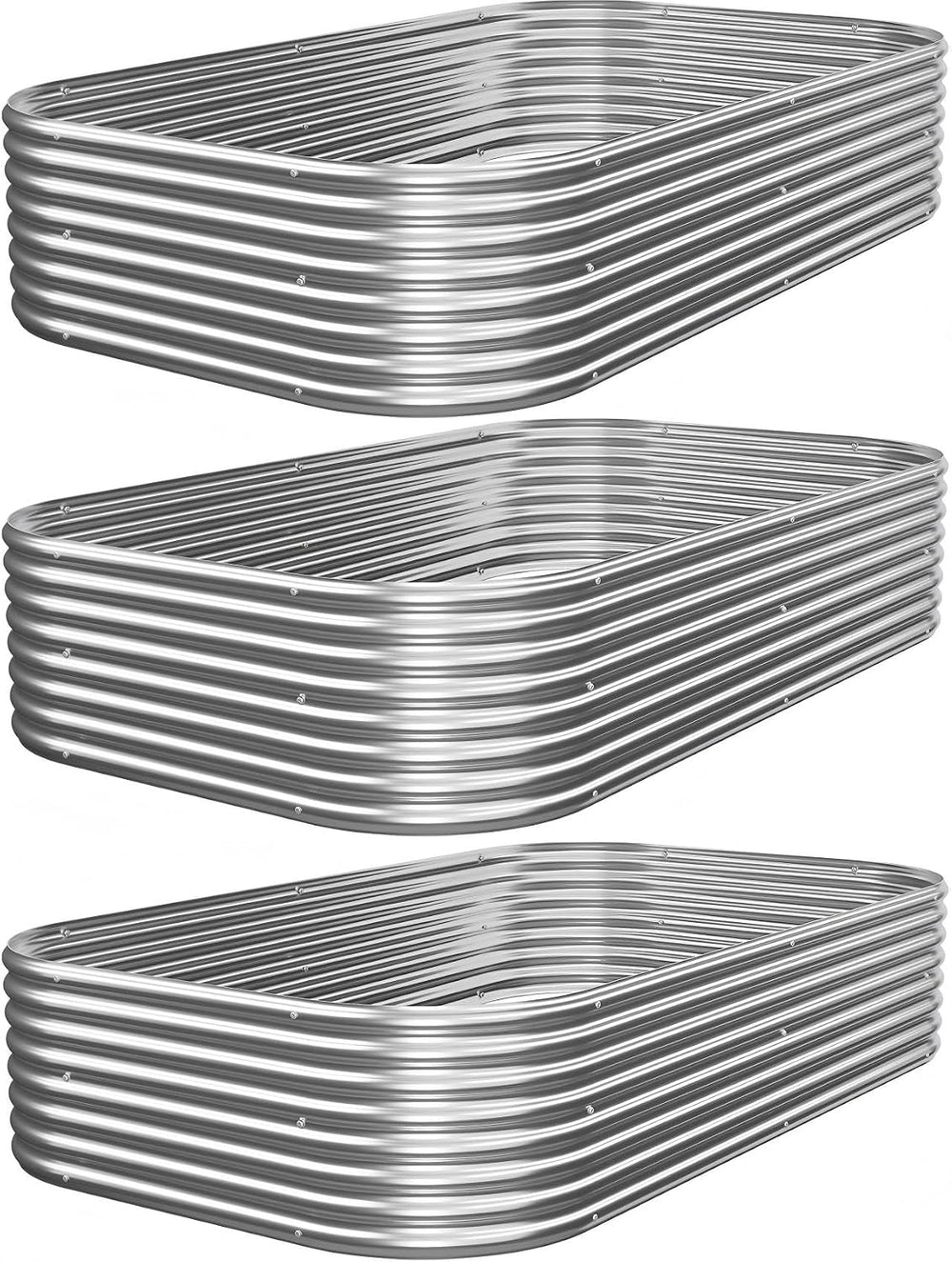3 PCS Galvanized Raised Garden Bed Outdoor, Metal Garden Bed for Vegetables, ...