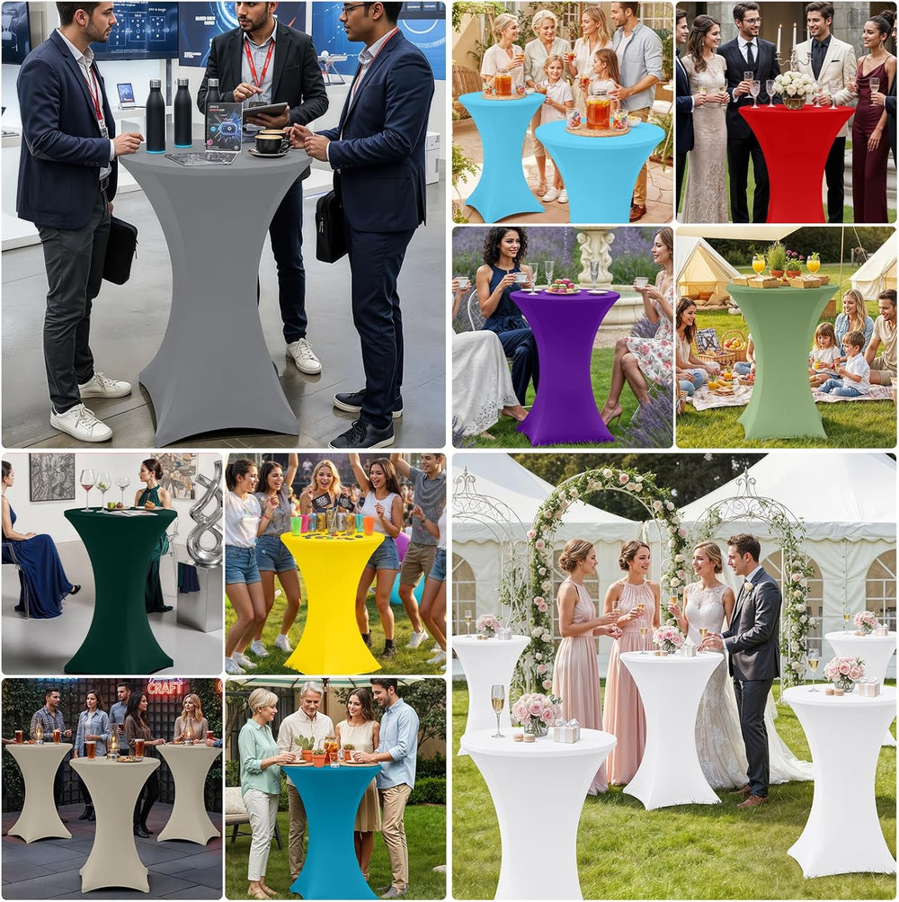 Moosfor Spandex Cocktail Table Covers 4 Pack, Elastic Fitted Stretch Table Cl...