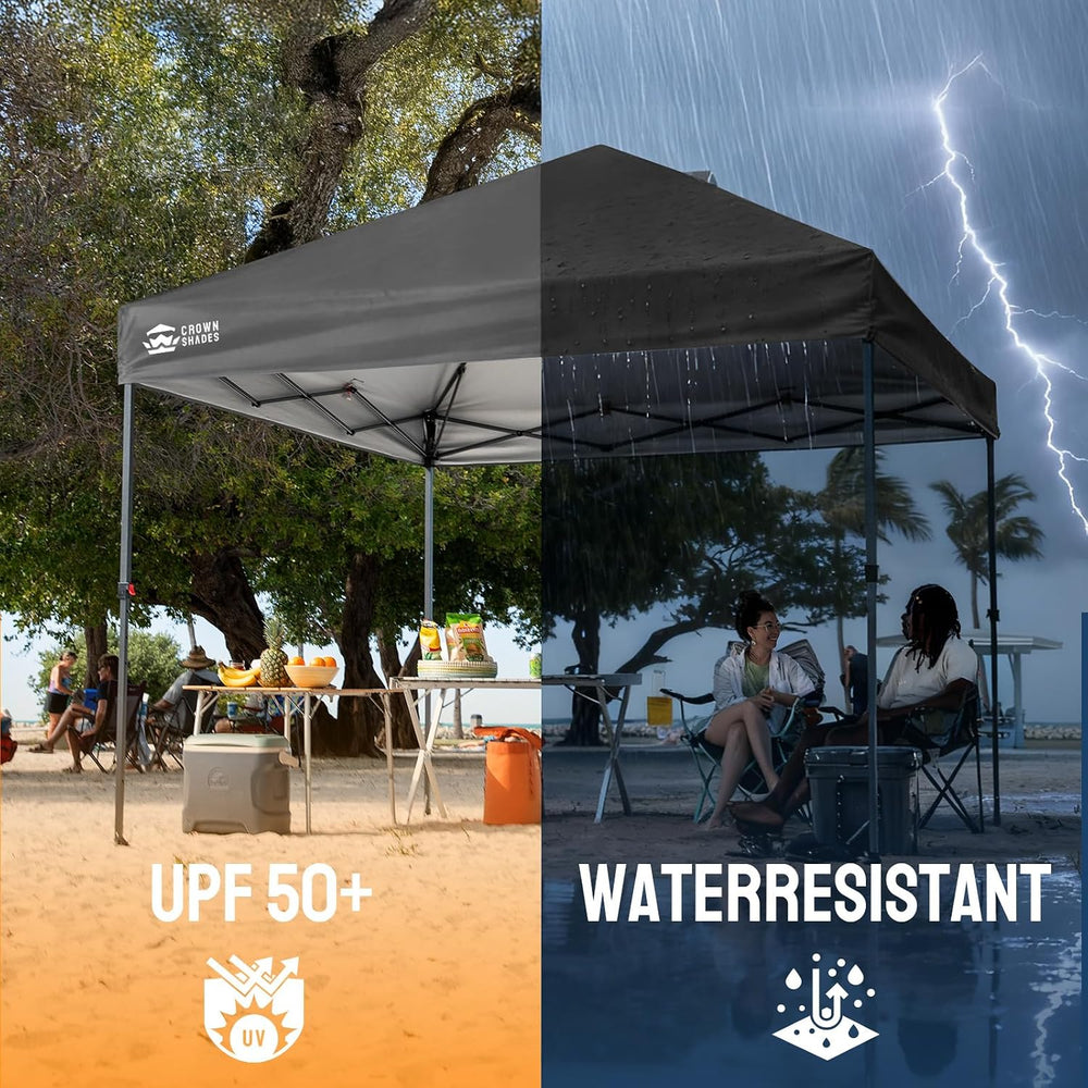 CROWN SHADES 10x10 Pop Up Canopy Tent, Outdoor Canopy, Grey