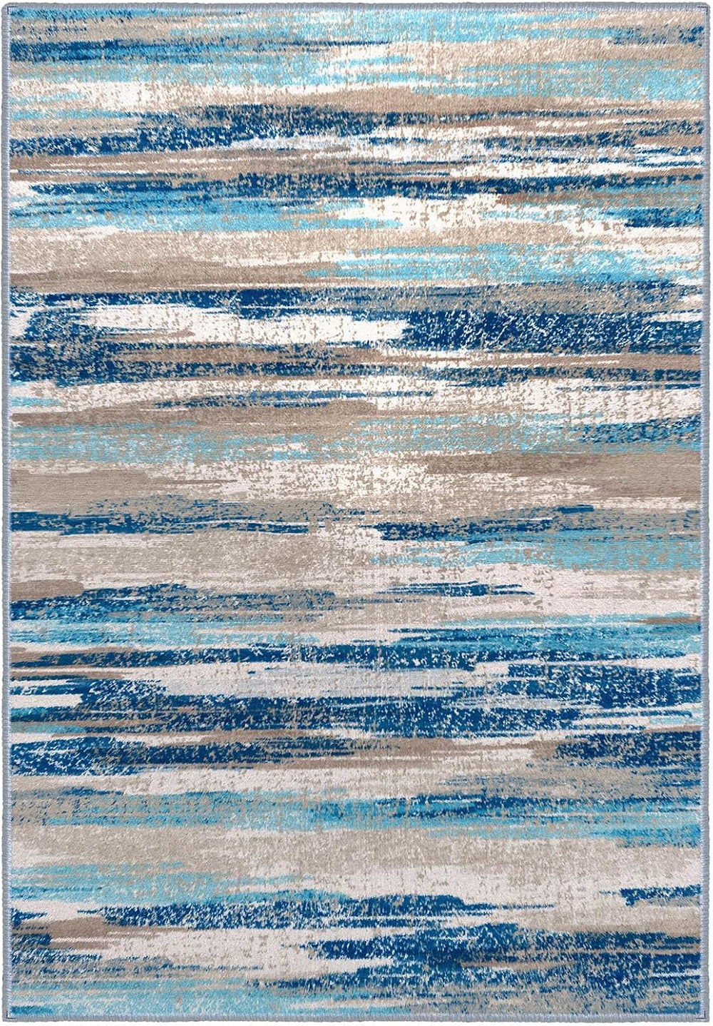 Lansny Washable Abstract 8x10 Area Rug for Living Room Non Slip Bedroom Rug