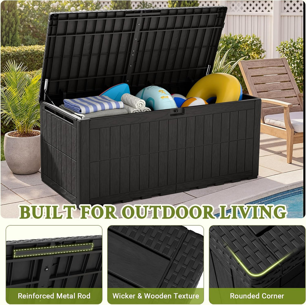 Flamaker 220 Gallon Large Outdoor Storage Box Waterproof, XL Resin Deck Box