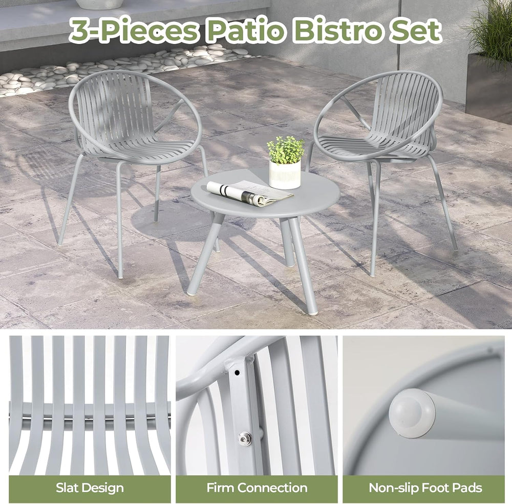 Tangkula 3-Piece Bistro Set - All-Weather PP Patio Conversation Set, Heavy-Du...